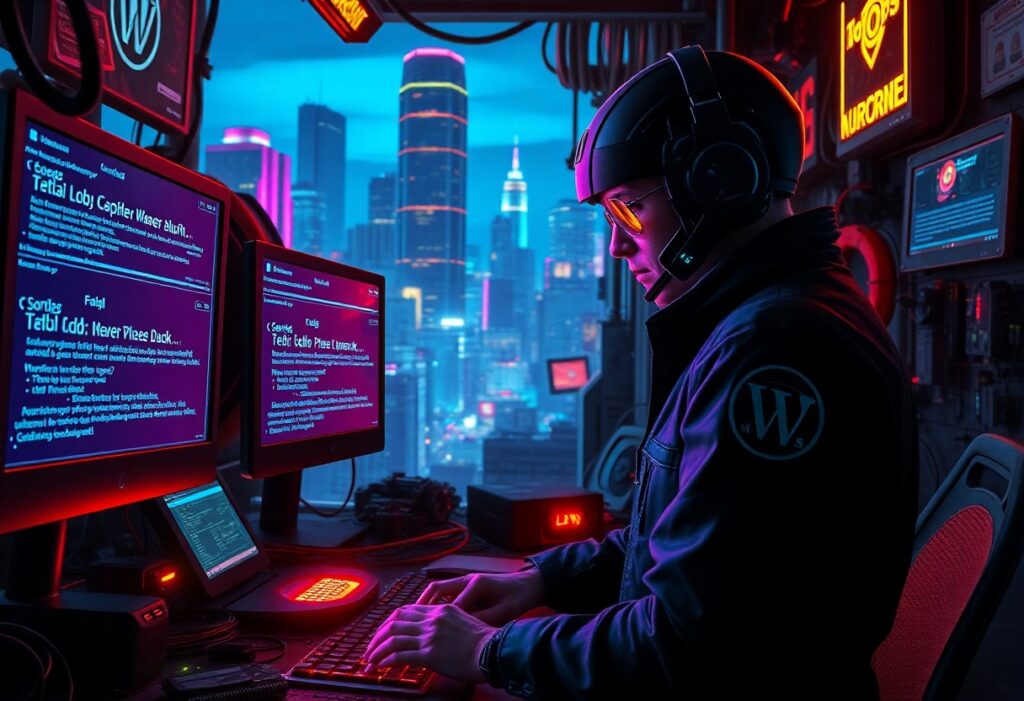 a man in a helmet and headphones working on a computer