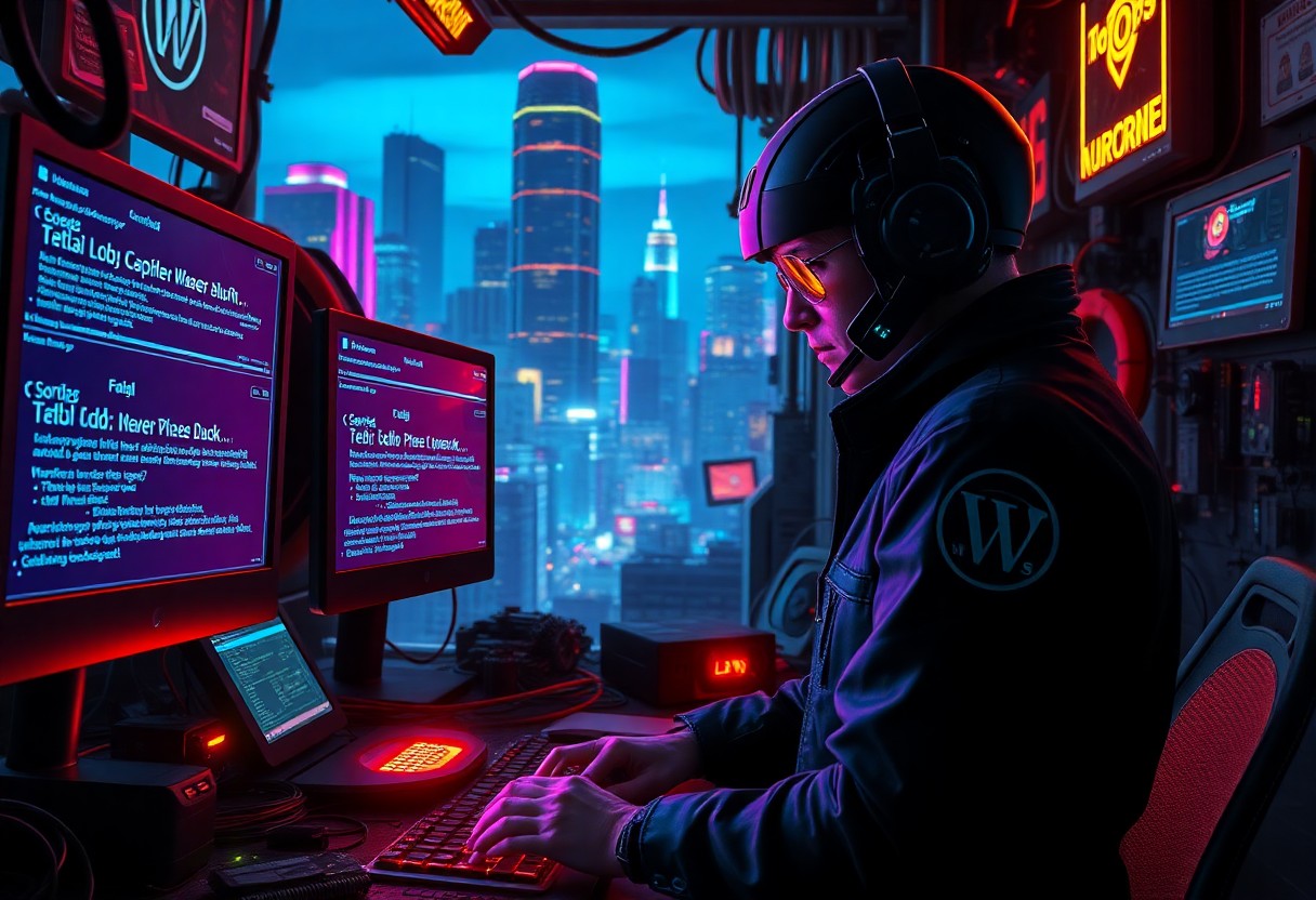 a man in a helmet and headphones working on a computer