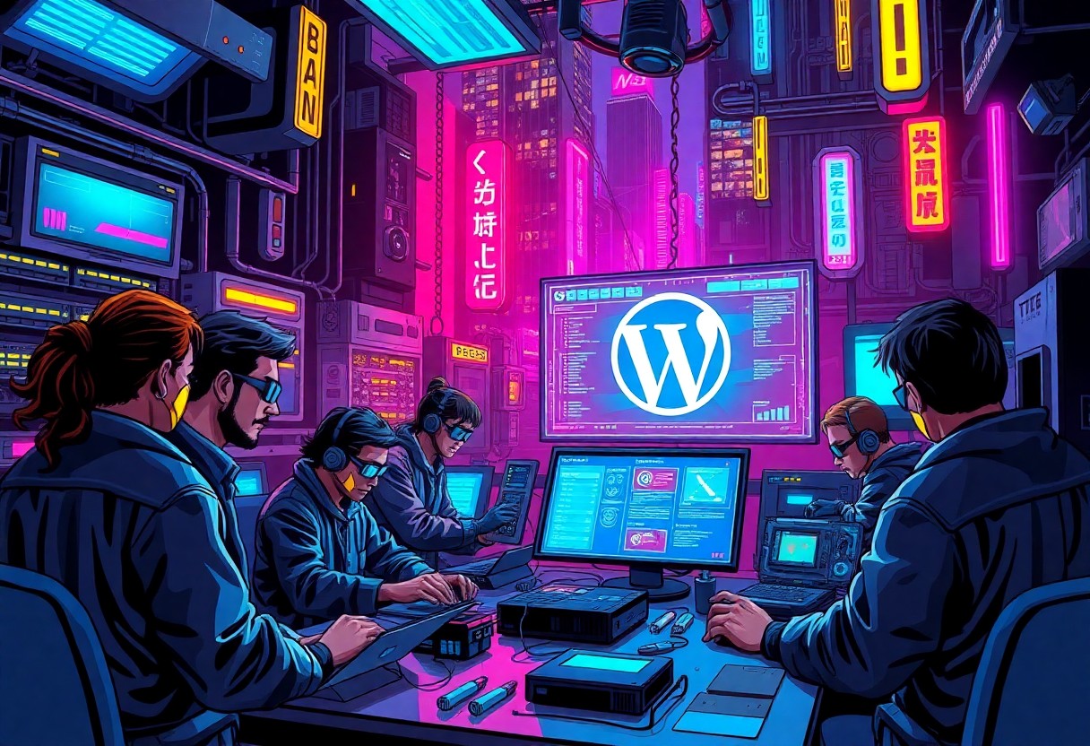a group of people sitting at a table with computers
