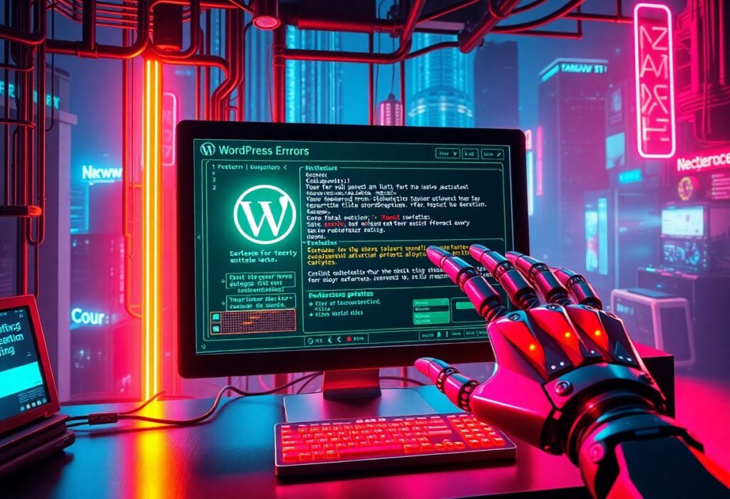 a robot hand pointing at a computer screen