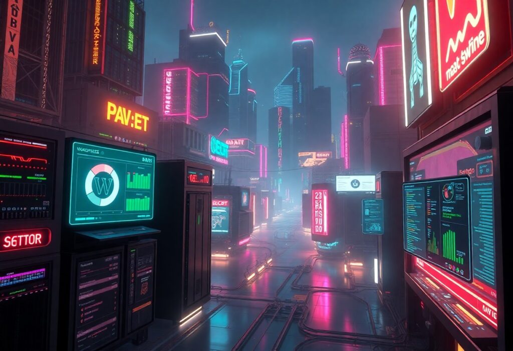a city with many signs