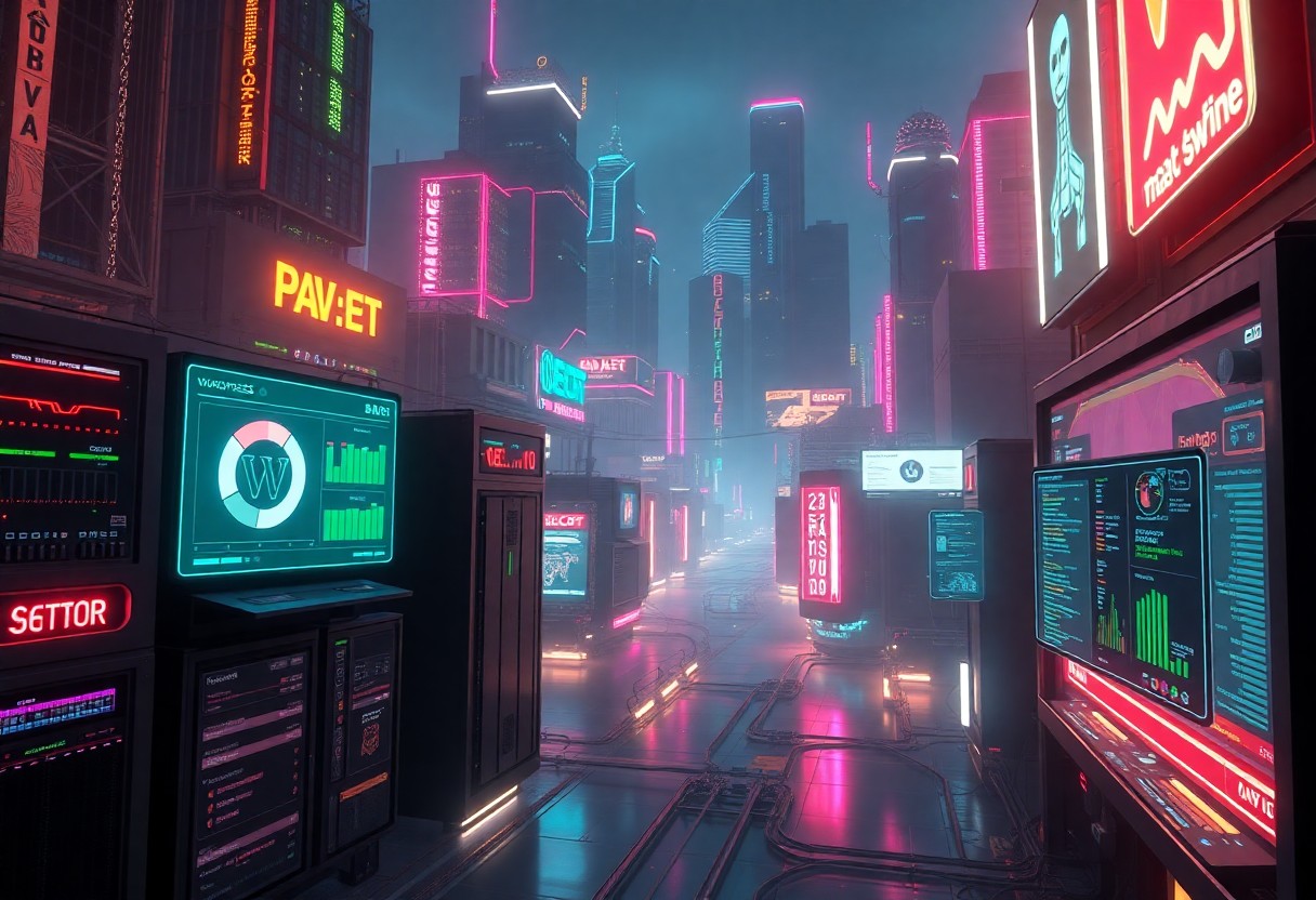 a city with many signs