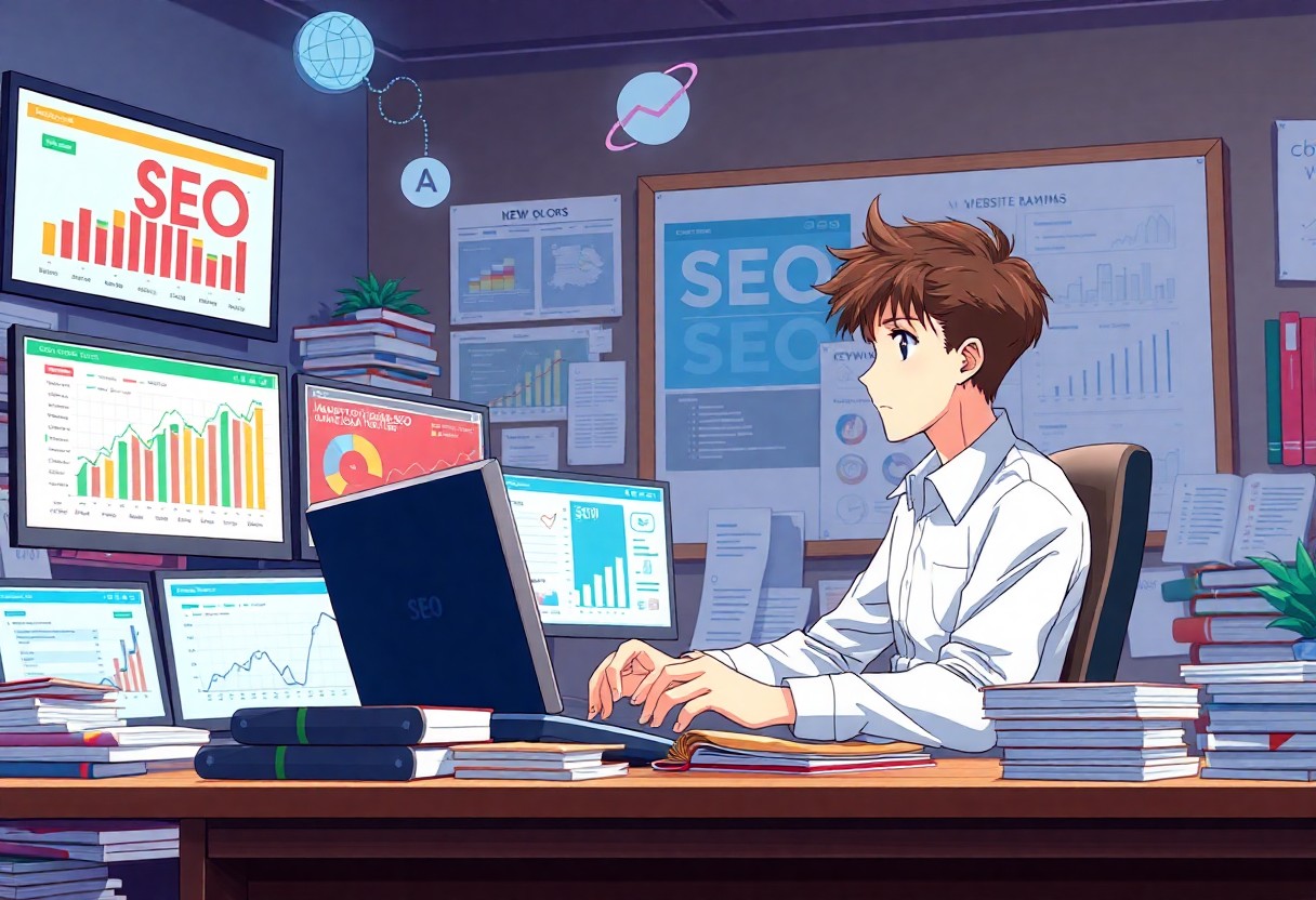 a cartoon of a man working on a computer