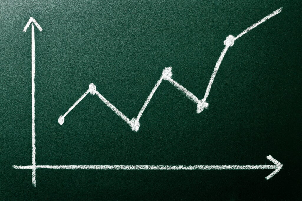 Digital Growth with Strategic SEO 1 a graph drawn on a chalkboard