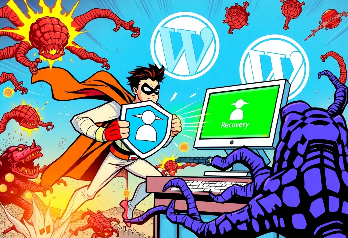 a cartoon of a superhero with a shield and a computer