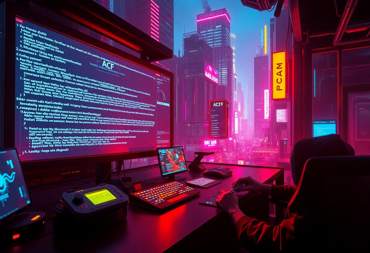 a person sitting at a desk with a computer and a large screen