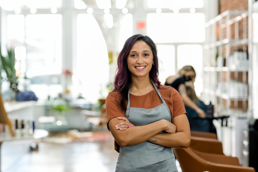 a woman wearing an apron