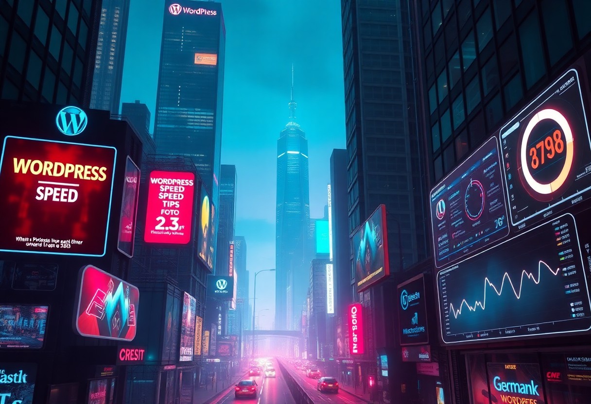a city street with tall buildings and signs