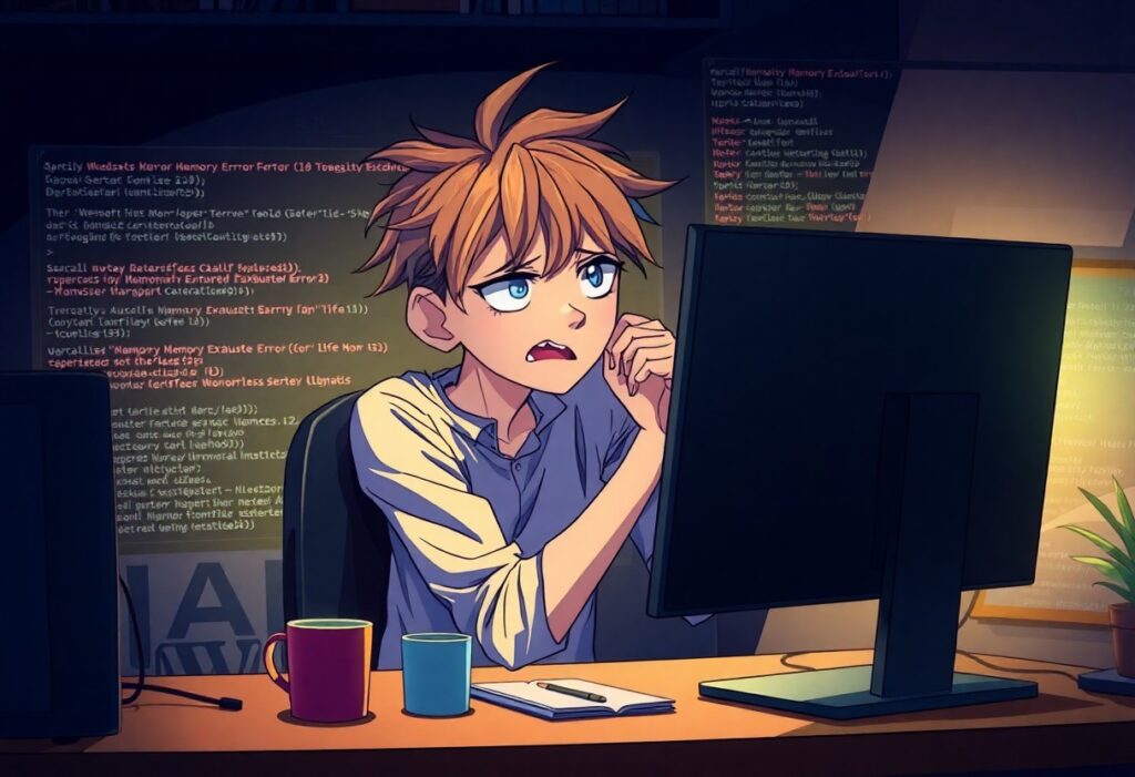 a cartoon of a boy sitting at a desk with a computer